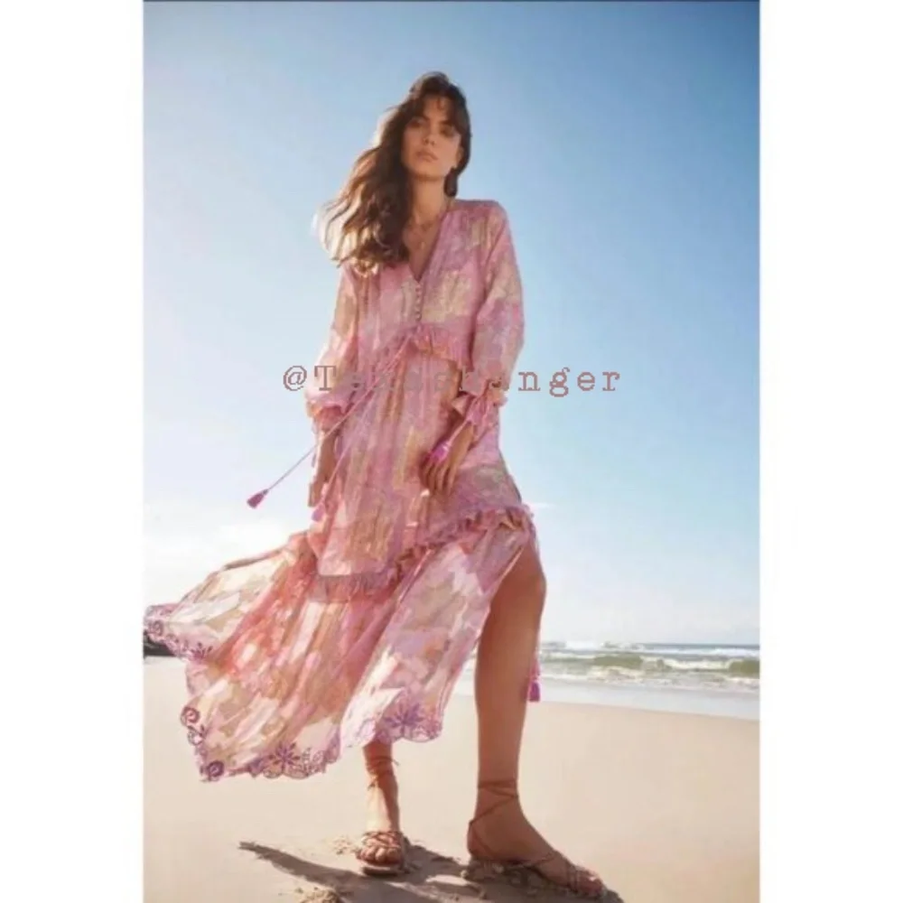 NWT HEMANT & NANDITA Dhea Kaftan M Medium Canary Yellow Taffy - Picture 9 of 16